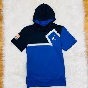 Air Jordan Pullover Sweater with Hoodie Side Zipper Blue Black White